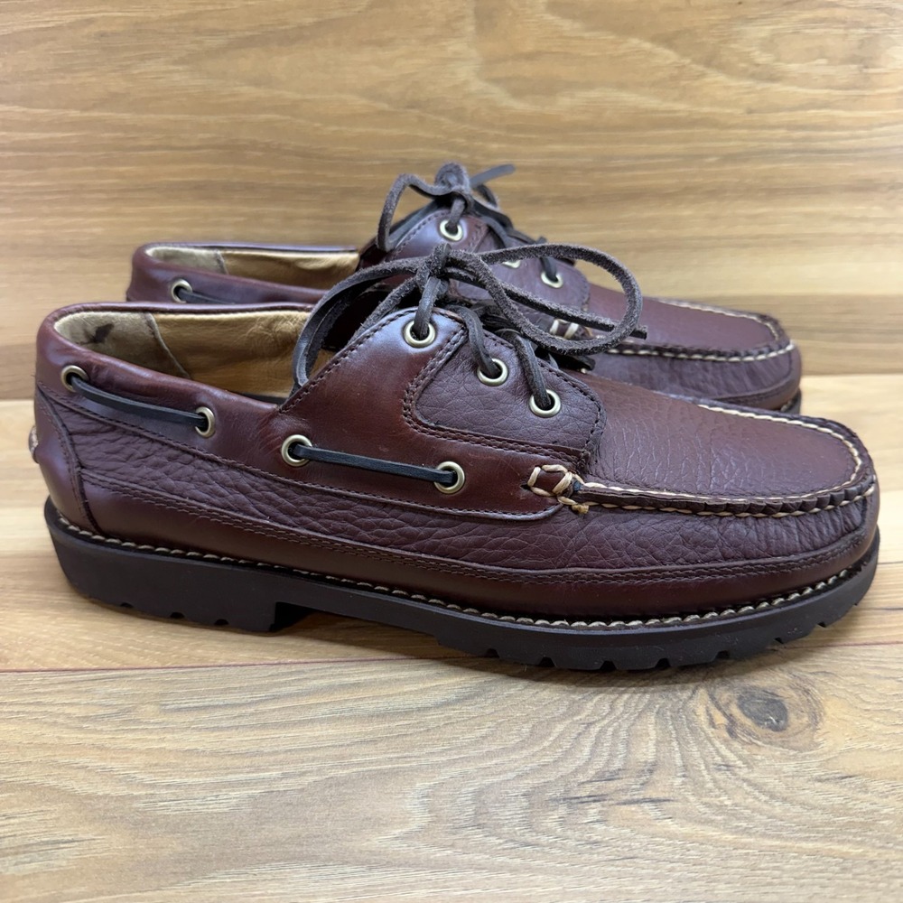 LL BEAN Allagash Moc Toe Loafers Mens 9.5 EE Brown Leather Handsewn Outdoor